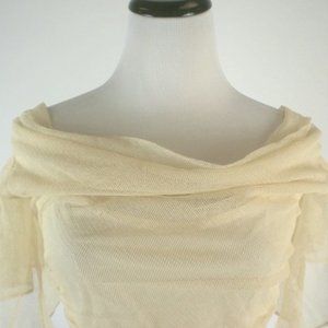 Catherine Malandrino Mesh short sleeve top P xs-s drape neck